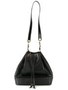 Chanel Vintage Embossed Logo Bucket Shoulder Bag - Black