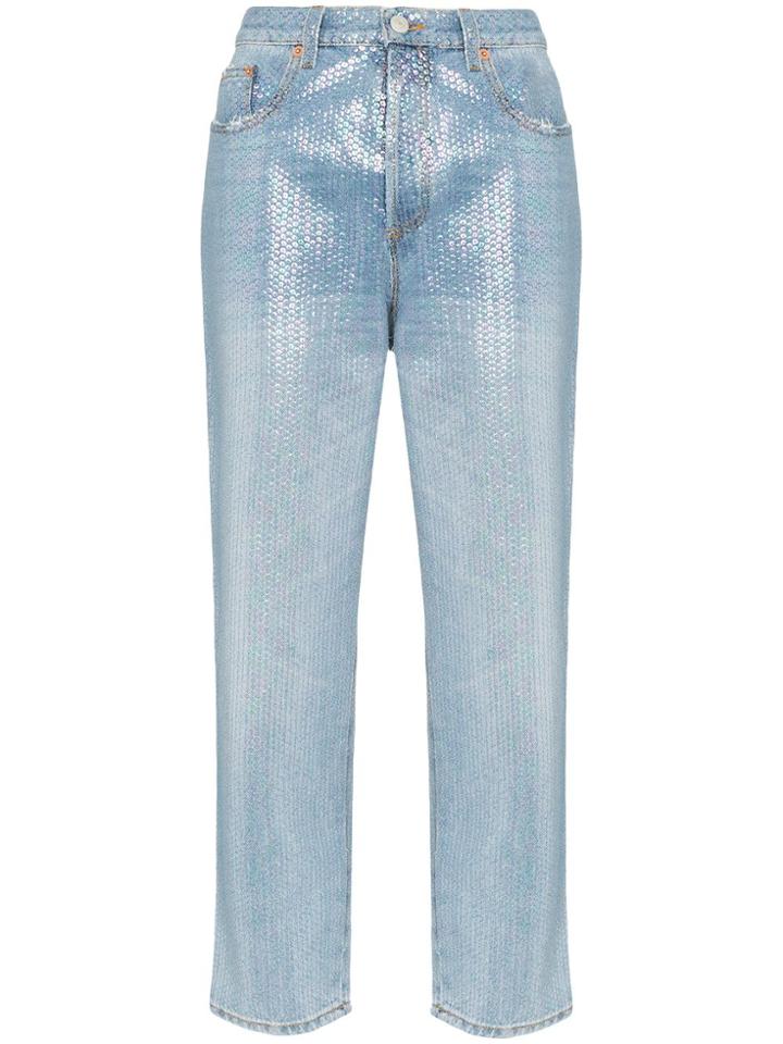 Gucci Sequin-embellished Cropped Jeans - Metallic