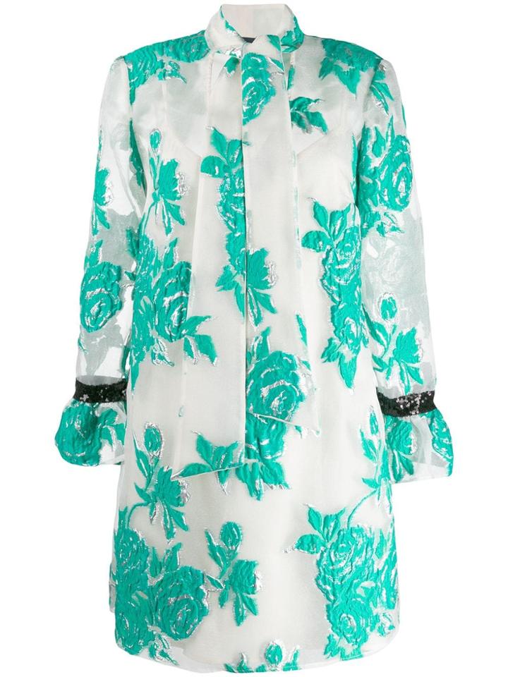 Cavalli Class Metallic Embroidered Mini Dress - Neutrals