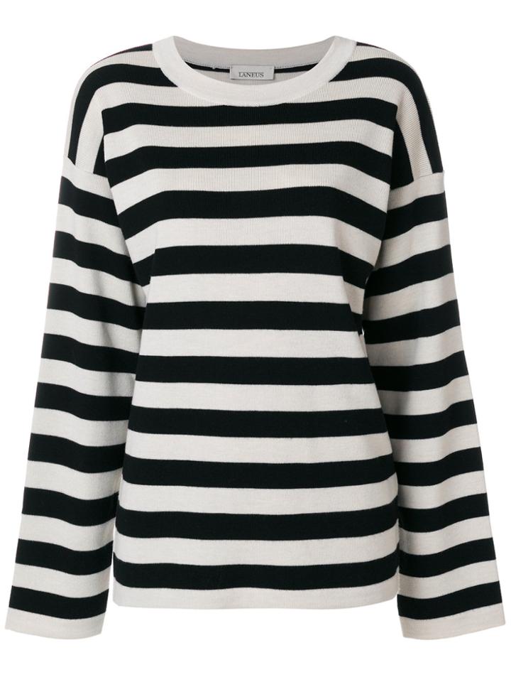 Laneus Striped Knit Jumper - Black