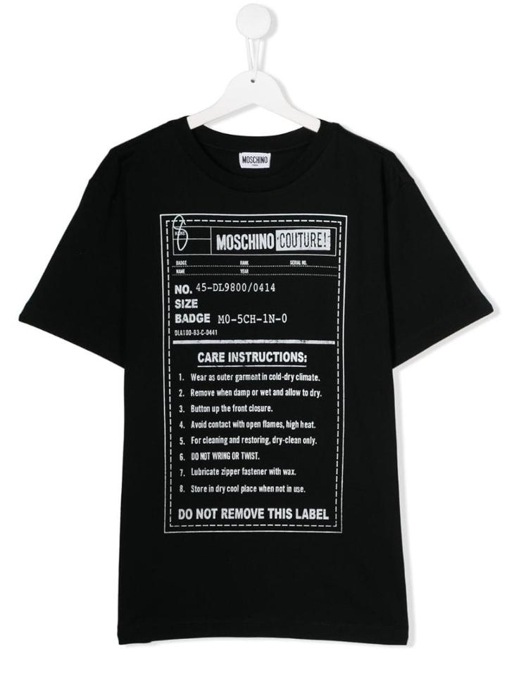 Moschino Kids Care Label T-shirt - Black