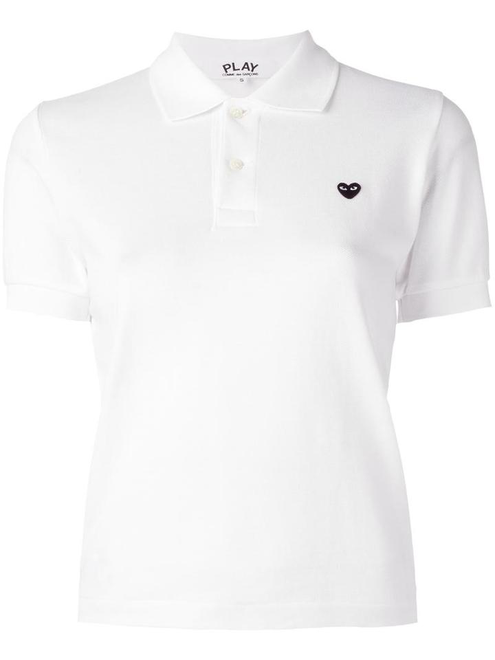 Comme Des Garçons Play Heart Patch Polo Shirt, Women's, Size: Xs, White, Cotton