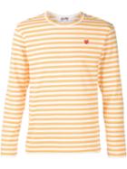 Comme Des Garçons Play Heart Logo Striped T-shirt - Yellow