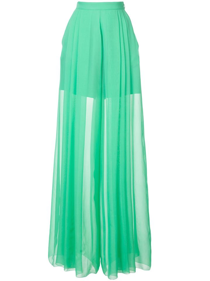 Delpozo Sheer Flared Trousers - Green