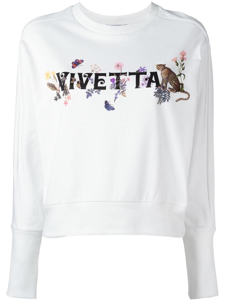 Vivetta Logo Print Sweatshirt, Women's, Size: 40, White, Cotton/spandex/elastane