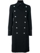 Versus Double Breasted Coat, Women's, Size: 40, Black, Sheep Skin/shearling/spandex/elastane/viscose/wool