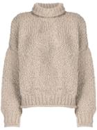 Snobby Sheep Mock Neck Knitted Sweater - Neutrals