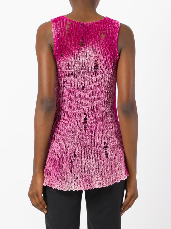 Avant Toi - Net Detail Top - Women - Silk/cotton - One Size, Pink/purple, Silk/cotton
