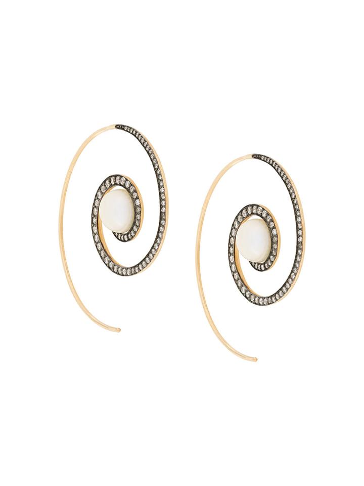 Noor Fares Spiral Moon Earrings - Metallic