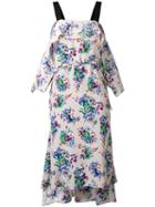 Msgm - Floral Print Pointed Dress - Women - Silk - 42, Pink/purple, Silk