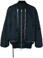 Unravel Project Zip Detail Bomber Jacket, Men's, Size: 48, Black, Polyamide/polyurethane/cotton