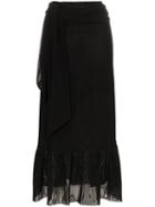 Ganni Addison Stretch Midi Wrap Skirt - Black