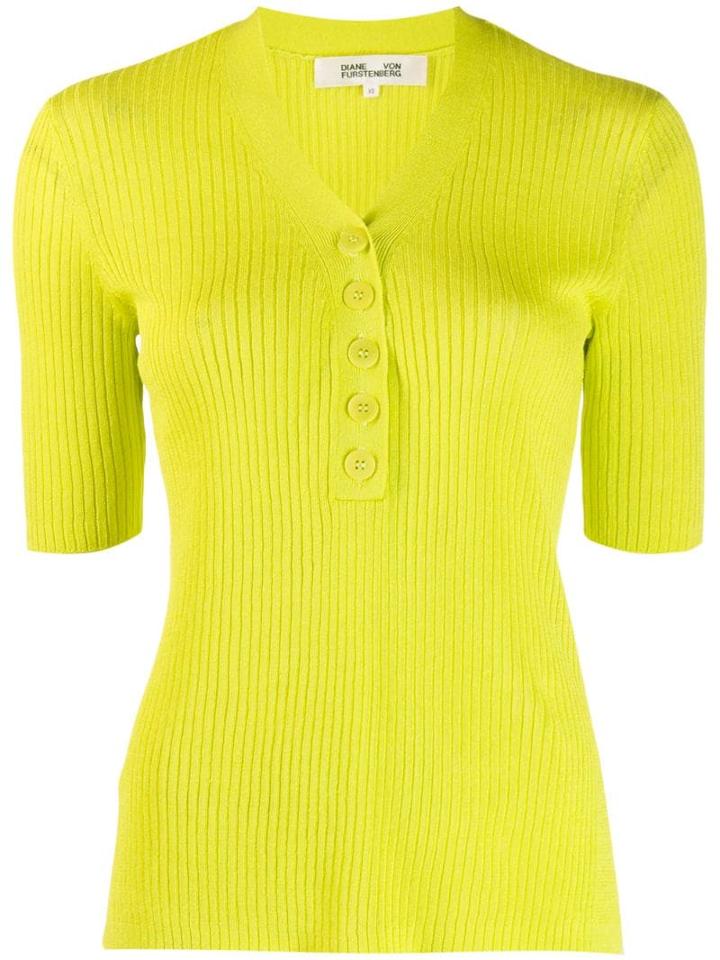 Diane Von Furstenberg Button-up Knitted Top - Green