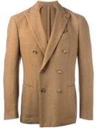 Lardini Double Breasted Blazer, Men's, Size: 46, Nude/neutrals, Polyester/camel Hair
