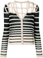 Jean Paul Gaultier Pre-owned Striped Open Back Cardigan - Neutrals
