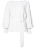 Sea Loose-fit Belted Jumper - White
