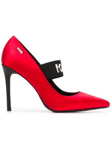 Karl Lagerfeld Manoir Hi Karl Band Court Pumps - Red