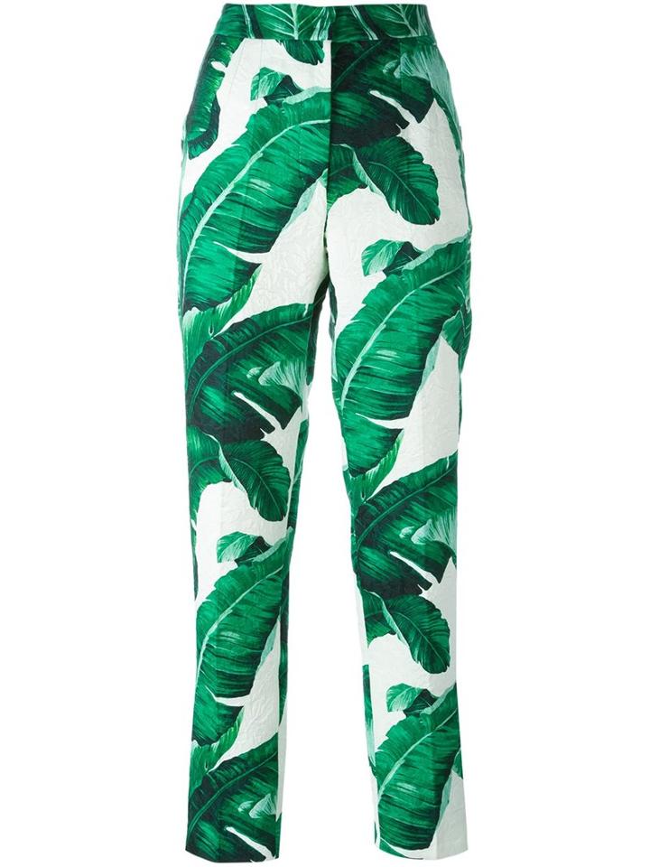 Dolce & Gabbana Banana Leaf Print Brocade Trousers