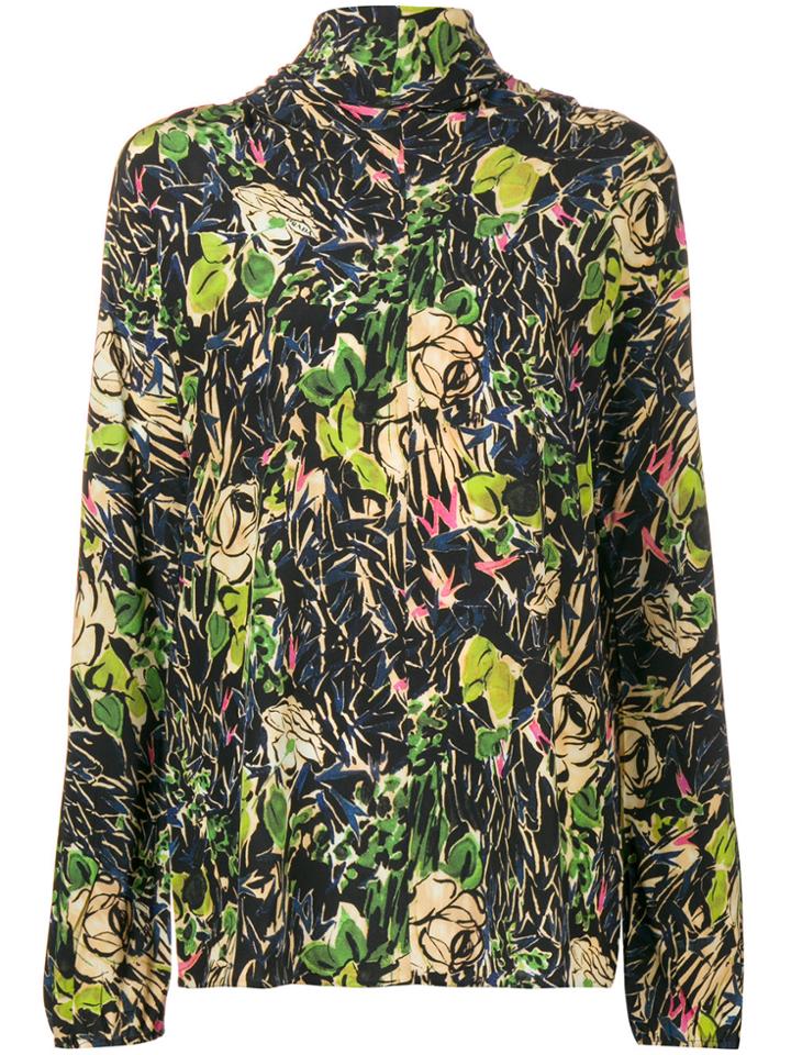 Prada Tropical Print Blouse - Black