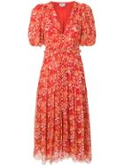 Hemant And Nandita Floral Print Midi Dress - Orange