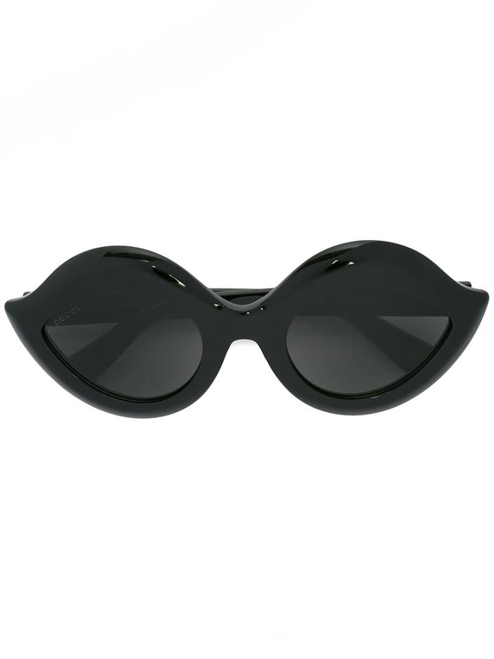 Gucci Eyewear Flared Sunglasses, Women's, Size: 53, Black, Acetate