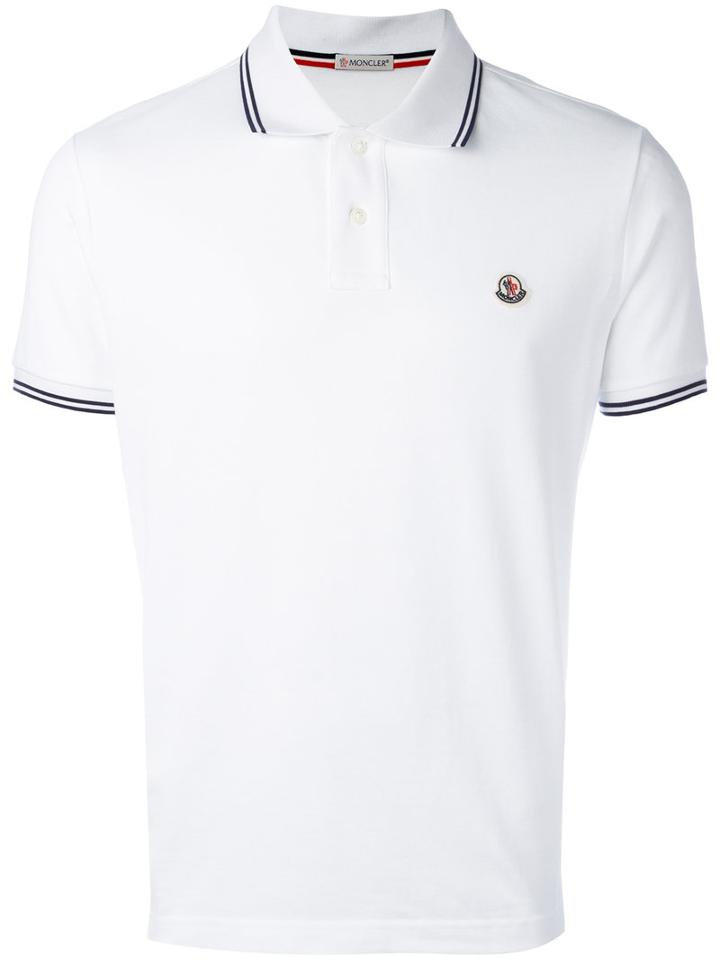 Moncler Short Sleeve Polo Shirt, Men's, Size: Medium, White, Cotton/nylon