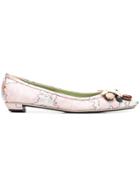 Prada Vintage 1990's Stone Embellished Pumps - Pink And Silver With