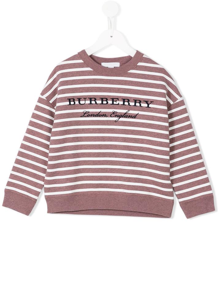 Burberry Kids Striped Sweatshirt, Girl's, Size: 7 Yrs, Pink/purple