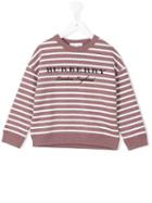 Burberry Kids Striped Sweatshirt, Girl's, Size: 7 Yrs, Pink/purple