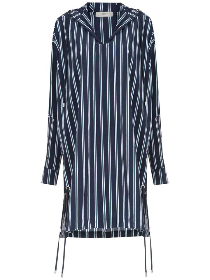 Egrey Hooded Striped Top - Blue