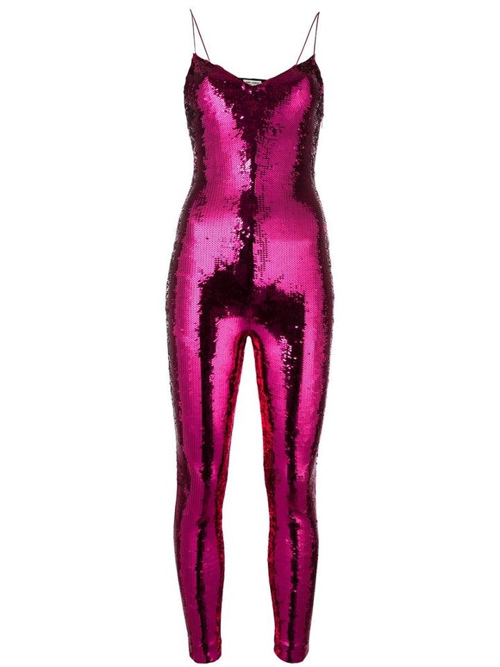 Saint Laurent Spaghetti Strap Jumpsuits, Women's, Size: Small, Pink/purple, Polyamide/spandex/elastane/polyester