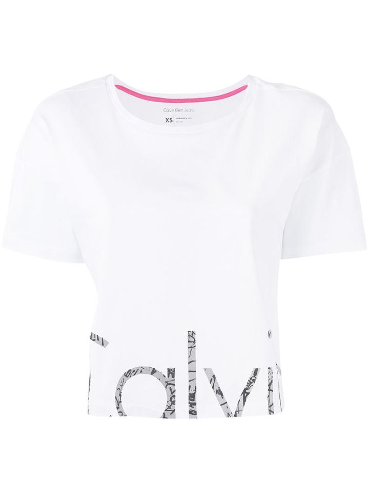 Calvin Klein Jeans - Logo Print T-shirt - Women - Cotton - S, White, Cotton