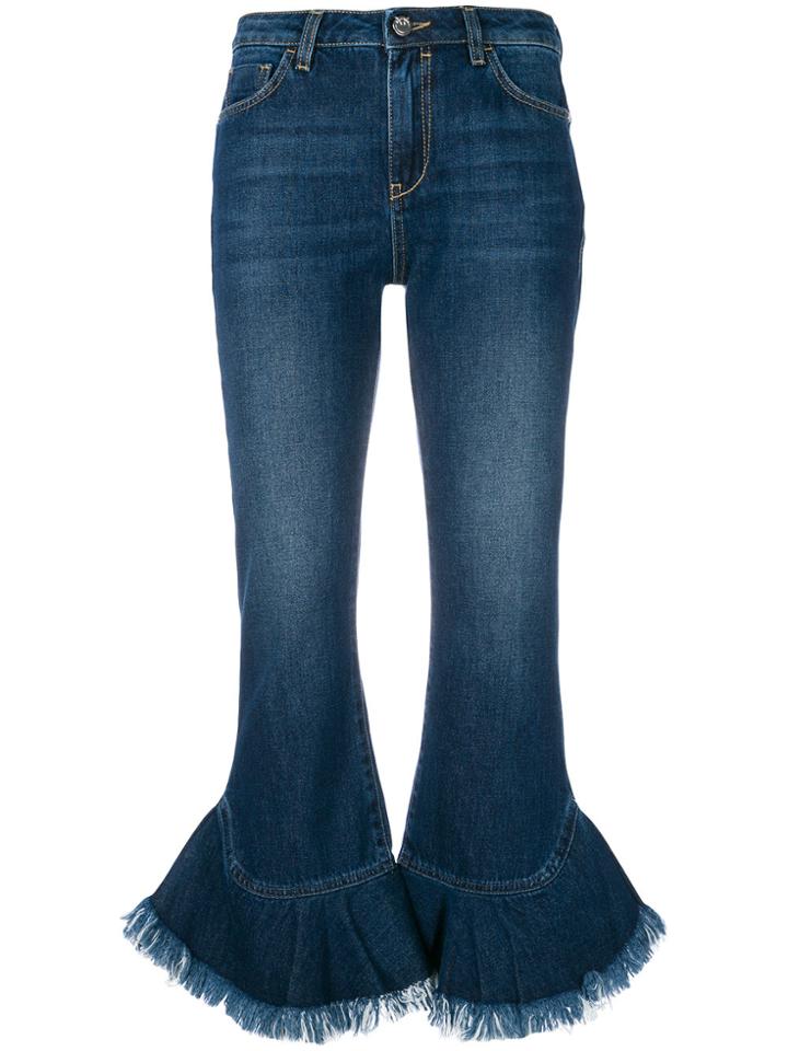 Pinko Flared Fringe Cuffed Jeans - Blue