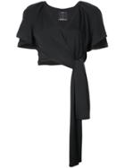 C/meo Asymmetric Wrap Cropped Top - Black