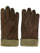 Canali Cuff Detailing Gloves, Men's, Size: Large, Brown, Leather/wool