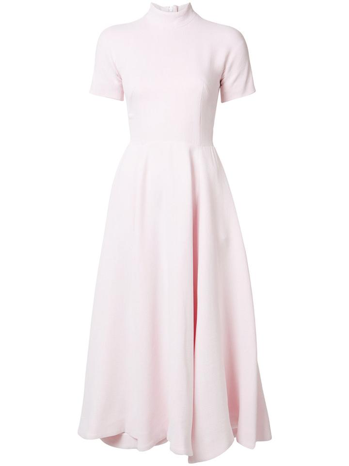 Emilia Wickstead Flared Short Sleeve Dress, Women's, Size: 8, Pink/purple, Silk/viscose/cotton/polyamide