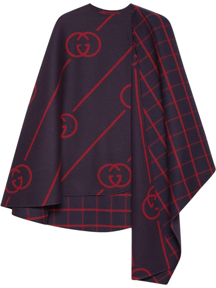 Gucci Gg Wool Cape - Blue