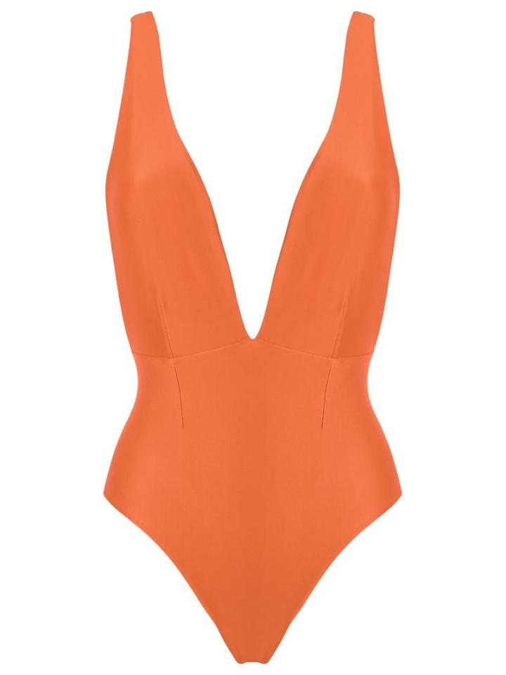 Haight Deep V Neck Swimsuit, Women's, Size: Medium, Yellow/orange, Polyamide/spandex/elastane