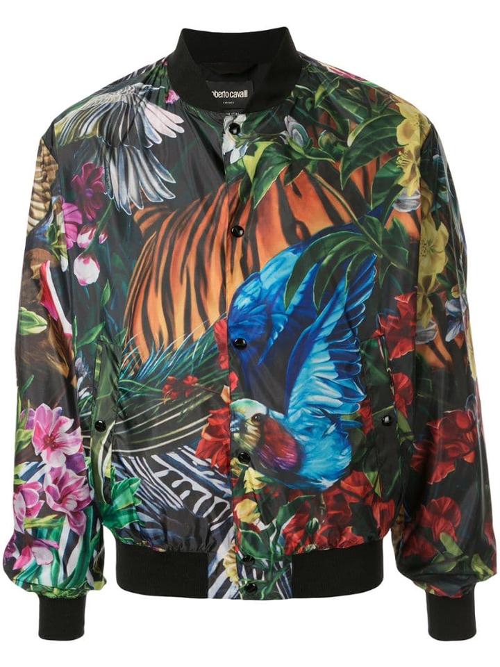 Roberto Cavalli Paradise Found Print Bomber Jacket - Yellow