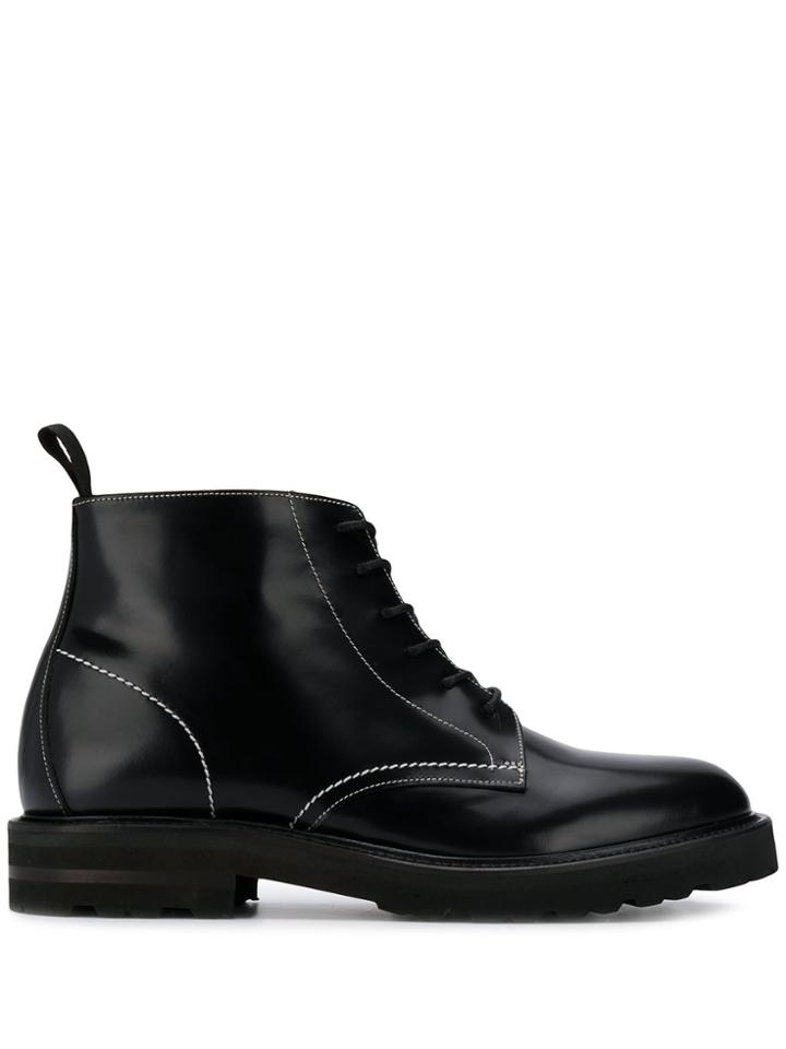 Low Brand Lace Up Combat Boots - Black