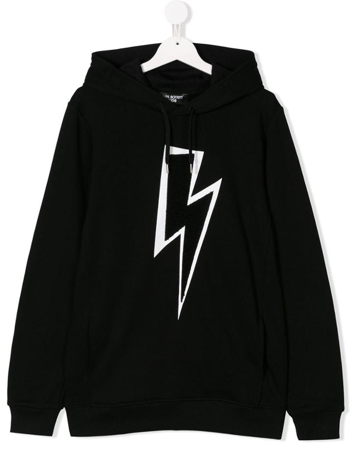 Neil Barrett Kids Teen Lightning Bolt Hoodie - Black