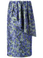 Jourden Draped Detail High-waisted Skirt, Women's, Size: 36, Green, Cotton/polyester/acetate