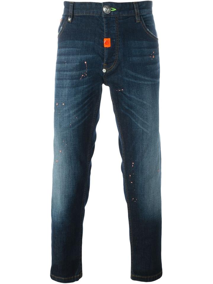 Philipp Plein Comfort Slim Fit Jeans, Men's, Size: 33, Blue, Cotton/spandex/elastane