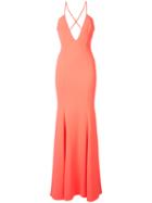Jay Godfrey V-neck Gown, Women's, Size: 0, Yellow/orange, Polyester/spandex/elastane