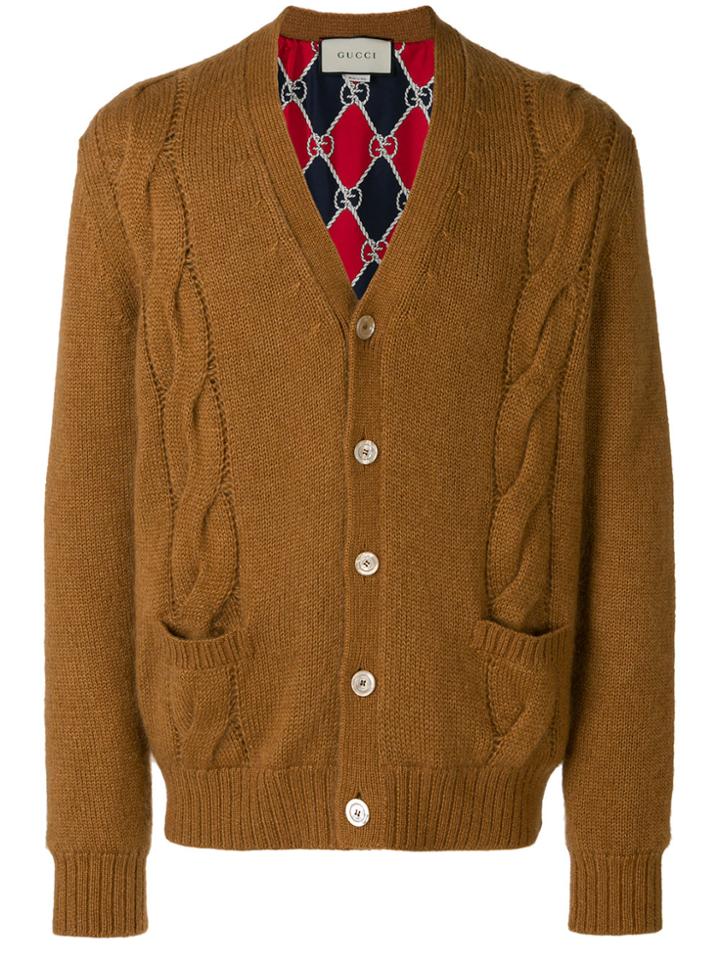 Gucci Cable-knit Cardigan - Brown