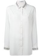 Givenchy Crystal Trim, Shirt, Women's, Size: 38, White, Silk/glass/brass/polyester