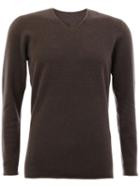 Label Under Construction V-neck Jumper, Men's, Size: 52, Grey, Angora/wool