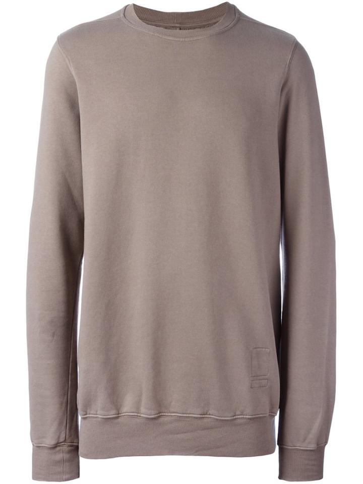 Rick Owens Drkshdw Crew Neck Sweatshirt, Men's, Size: Small, Grey, Cotton