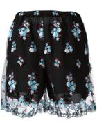 Philosophy Di Lorenzo Serafini Embroidered Sheer Layer Shorts, Size: 44, Black, Polyester