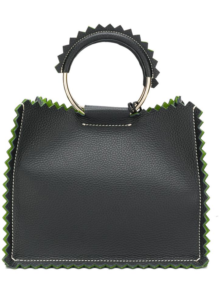 Sara Battaglia Zigzag Trimmed Tote Bag - Black